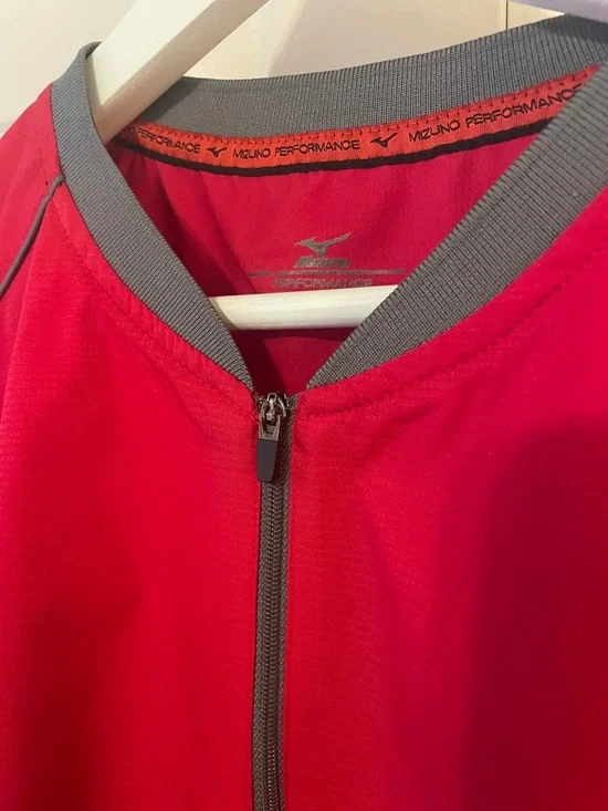 Youth L MIZUNO Performance BASEBALL WARM-UP SHIRT, RED Jersey Uniform Boys Top - Picture 3 of 7